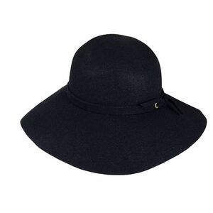 The Scala Collection- Women’s Black 100% Wool Floppy Hat with Wide Brim